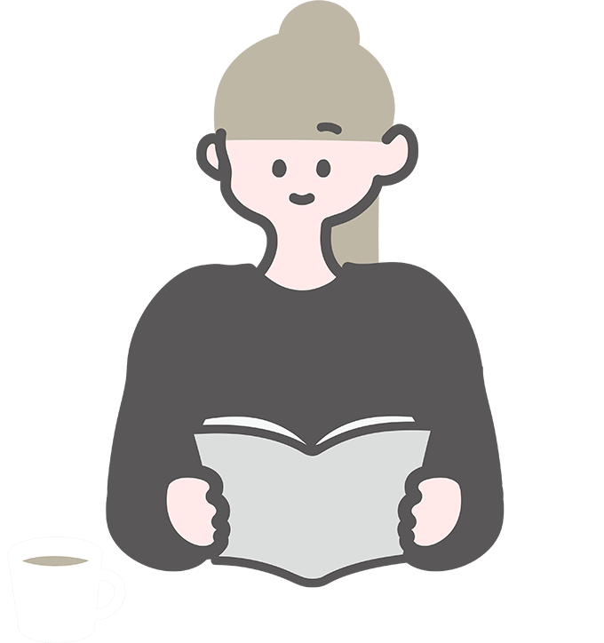 コーヒーと本を読むお団子ちゃん