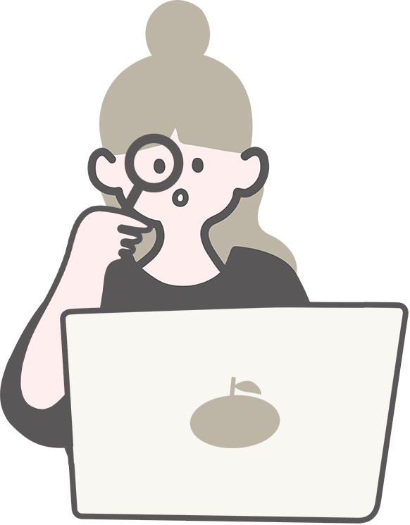 虫眼鏡でPCを見て発見するお団子ちゃん